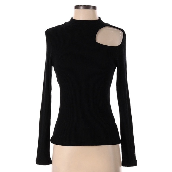 LNA Free People Colab Womens Knit Long Sleeve Mock Neck Sweater Black Size L - Picture 1 of 6